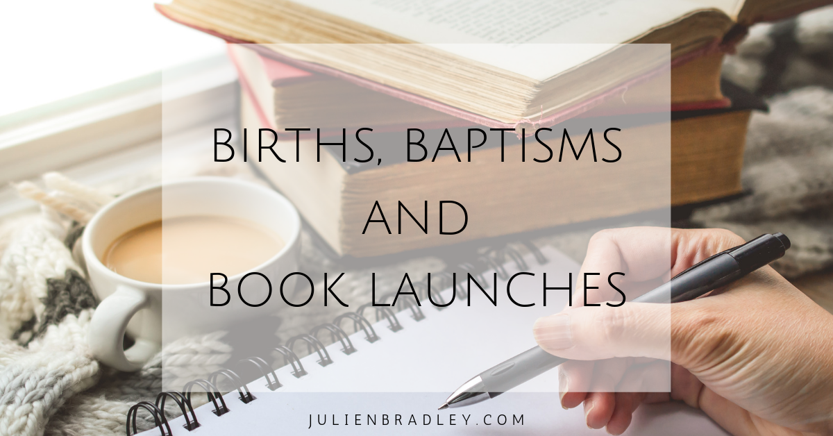 births, baptisms and book launches